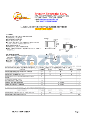 SK5817 datasheet - 1A SURFACE MOUNT SCHOTTKY BARRIER RECTIFIERS