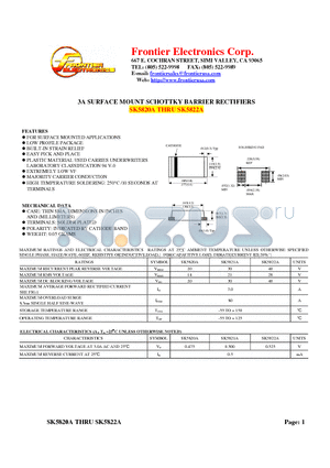 SK5822A datasheet - 3A SURFACE MOUNT SCHOTTKY BARRIER RECTIFIERS