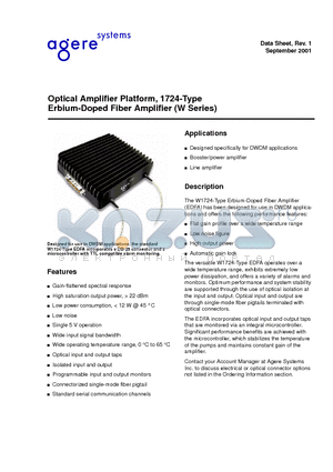 W1724 datasheet - Optical Amplifier Platform,1724-Type Eribium-Doped Fiber Amplifier(W Series)