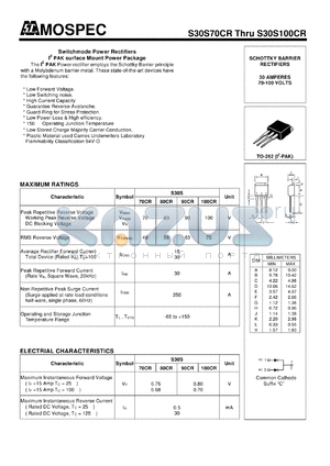 S30S100CR datasheet - Schottky Barrier Power Rectifiers
