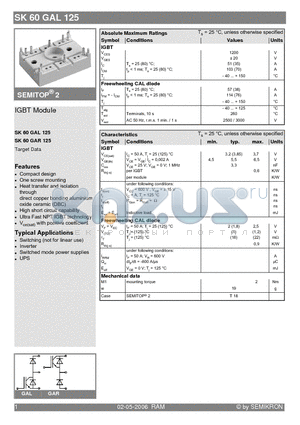 SK60GAL125 datasheet - IGBT Module