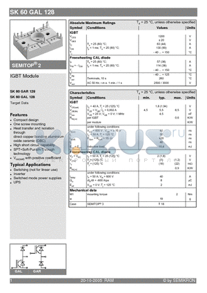 SK60GAL128 datasheet - IGBT Module