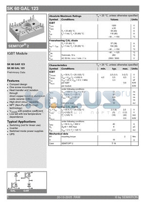SK60GAR123 datasheet - IGBT Module