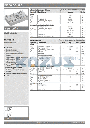 SK60GB125_06 datasheet - IGBT Module