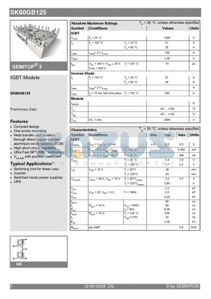 SK60GB125_08 datasheet - IGBT Module