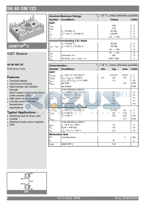 SK60GM123 datasheet - IGBT Module
