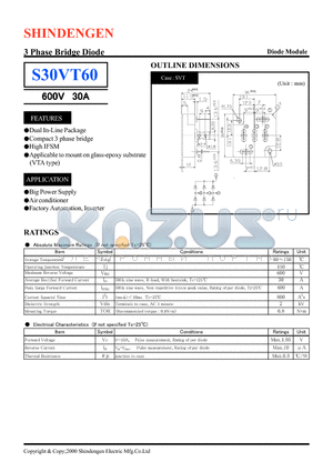 S30VT60 datasheet - 3 Phase Bridge Diode(600V 30A)