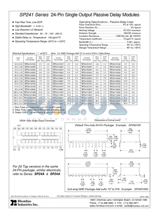 SP241 datasheet - SP241 Series 24-Pin Single Output Passive Delay Modules