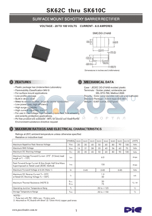 SK610C datasheet - SURFACE MOUNT SCHOTTKY BARRIER RECTIFIER