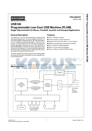 USB100 datasheet - Programmable Low-Cost USB Machine (PLUM)