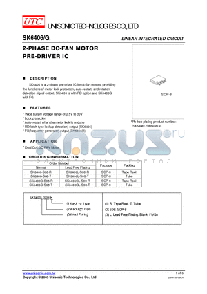 SK6406-S08-R datasheet - 2-PHASE DC-FAN MOTOR PRE-DRIVER IC