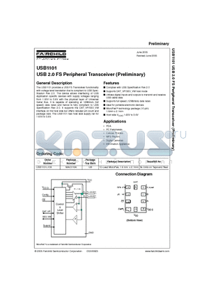 USB1101L10X datasheet - USB 2.0 FS Peripheral Transceiver