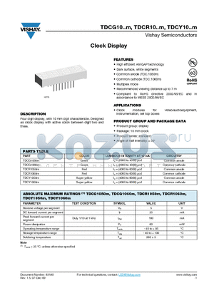 TDCG1050M datasheet - Clock Display