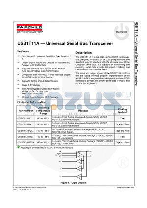 USB1T11A datasheet - Universal Serial Bus Transceiver