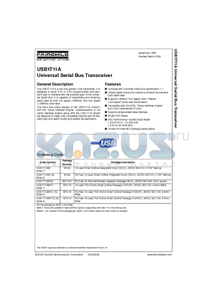 USB1T11AMTC datasheet - Universal Serial Bus Transceiver