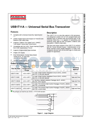 USB1T11AMTCX datasheet - Universal Serial Bus Transceiver