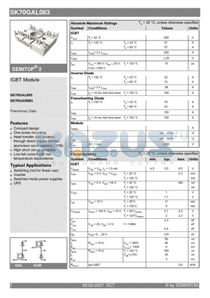 SK70GAL063_07 datasheet - IGBT Module