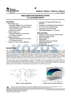 TPS65121 datasheet - SINGLE-INDUCTOR QUADRUPLE-OUTPUT TFT LCD POWER SUPPLY