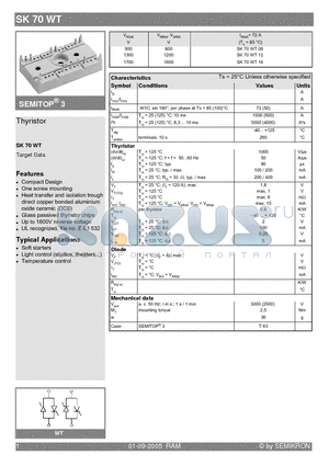 SK70WT12 datasheet - Thyristor