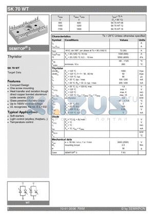SK70WT16 datasheet - Thyristor