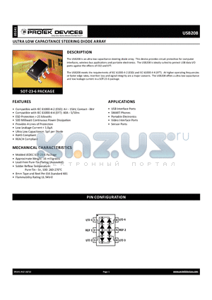 USB208_12 datasheet - ULTRA LOW CAPACITANCE STEERING DIODE ARRAY