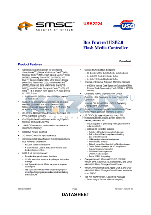 USB2224-NU-XX datasheet - Bus Powered USB2.0 Flash Media Controller