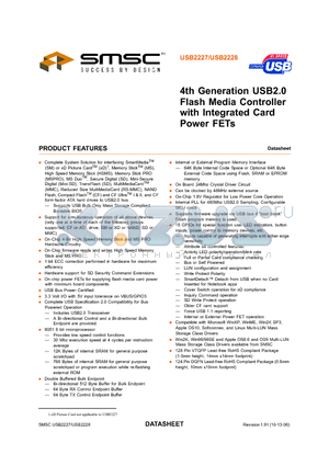 USB2227 datasheet - 4th Generation USB2.0 Flash Media Controller with Integrated Card Power FETs