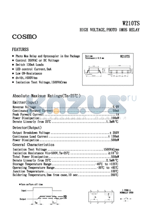 W210TS datasheet - HIGH VOLTAGE PHOTO MOS RELAY