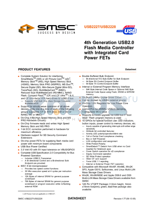 USB2227 datasheet - 4TH GENERATION USB2.0 FLASH MEDIA CONTROLLER WITH INTEGRATED CARD POWER FETS