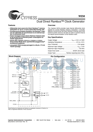W234 datasheet - Dual Direct Rambus Clock Generator
