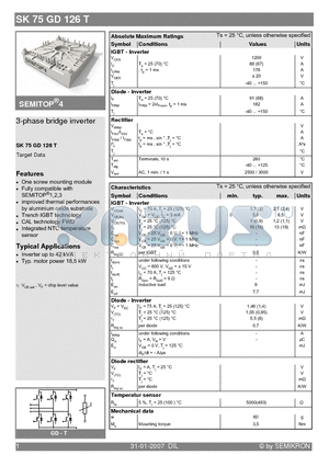 SK75GD126T datasheet - 3-phase bridge inverter