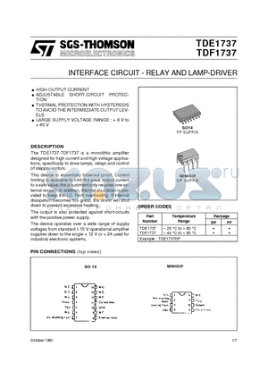 TDE1737DP datasheet - INTERFACE CIRCUIT - RELAY AND LAMP-DRIVER