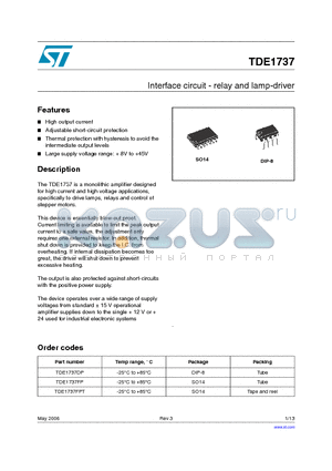 TDE1737FPT datasheet - Interface circuit - relay and lamp-driver