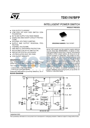 TDE1707BFP datasheet - INTELLIGENT POWER SWITCH