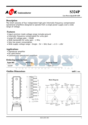 S324P datasheet - Low Power Quad OP AMP