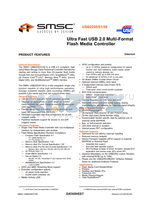 USB2251 datasheet - Ultra Fast USB 2.0 Multi-Format Flash Media Controller