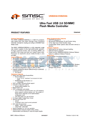 USB2244 datasheet - Ultra Fast USB 2.0 SD/MMC Flash Media Controller