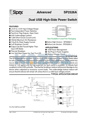 SP2526A datasheet - Dual USB High-Side Power Switch