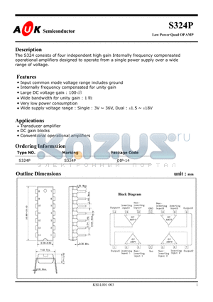 S324P datasheet - Low Power Quad OP AMP