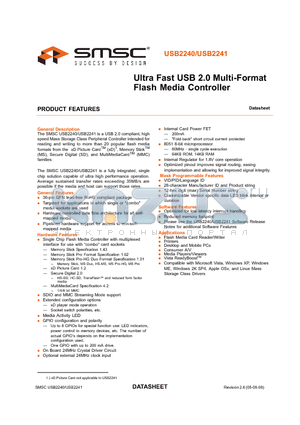 USB2240 datasheet - Ultra Fast USB 2.0 Multi-Format Flash Media Controller