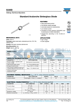 S330D datasheet - Standard Avalanche Sinterglass Diode