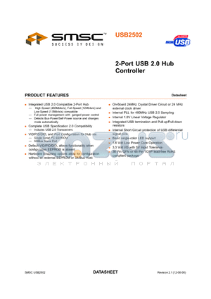 USB2502-HT datasheet - 2-Port USB 2.0 Hub Controller