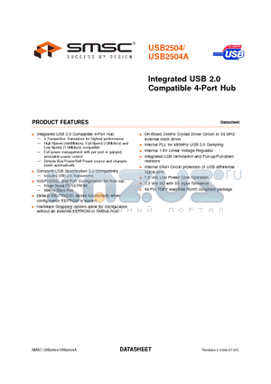 USB2504 datasheet - Integrated USB 2.0 Compatible 4-Port Hub