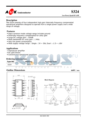 S324 datasheet - Low Power Quad OP AMP