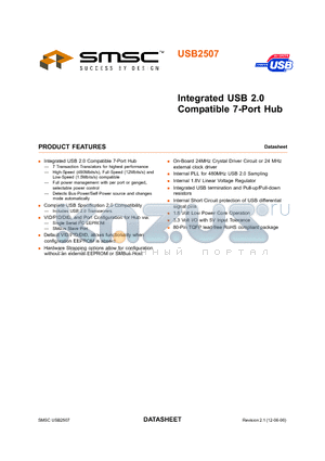 USB2507 datasheet - Integrated USB 2.0 Compatible 7-Port Hub