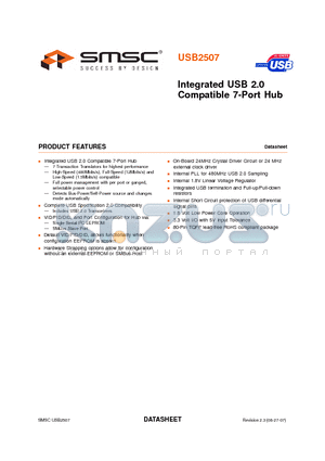 USB2507 datasheet - Integrated USB 2.0 Compatible 7-Port Hub