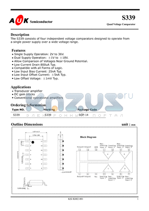 S339 datasheet - Quad Voltage Comparator