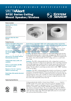 SP2C24115 datasheet - Ceiling Mount Speaker Strobes