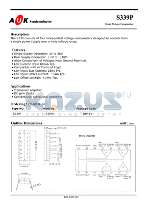 S339P datasheet - Quad Voltage Comparator