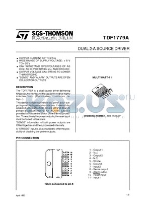 TDF1779A datasheet - DUAL 2-A SOURCE DRIVER